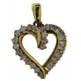 10kt Gold 3/4 ct Diamond Heart Pendant