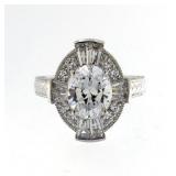 Oval 4.50 ct White Topaz Antique Style Ring