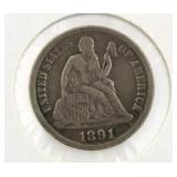 1891-S Seated Liberty Silver Dime *Nice