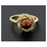 Chocolate Pearl Designer Ring