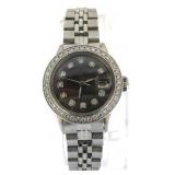 Ladies Oyster Datejust Blk MOP Diamond Rolex Watch