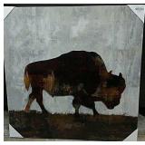 Metal Buffalo On Wood