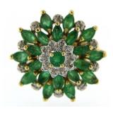 14kt Gold Vintage 3.35 ct Emerald & Diamond Ring