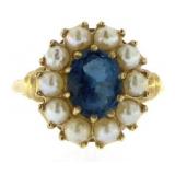 14kt Gold London Blue Topaz & Pearl Ring