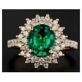 14kt Rose Gold 3.68 ct Oval Emerald & Diamond Ring