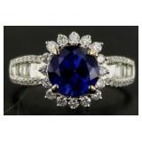 14kt Gold 3.79 ct Round Sapphire & Diamond Ring