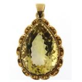 14kt Gold Natural Pear 33.24 ct Citrine Pendant