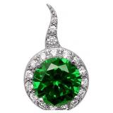 Round 3.50 ct Emerald Solitaire Pendant