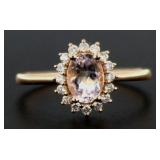 10kt Rose Gold Natural Morganite & Diamond Ring