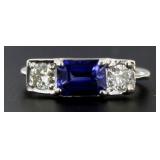 Platinum Antique 1.96 ct Sapphire & Diamond Ring