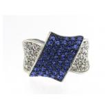 Stunning 2.50 ct Blue & White Topaz Designer Ring