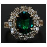 14kt Rose Gold 3.91 ct Oval Emerald & Diamond Ring