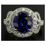 14kt Gold 5.56 ct Round Sapphire & Diamond Ring