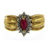 10kt Gold Genuine Ruby & Diamond Ring