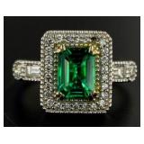 14kt Gold 2.22 ct Emerald & Diamond Ring