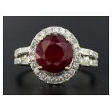 14kt Gold Round 7.76 ct Ruby & Diamond Ring