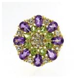 Peridot & Amethyst 4.50 ct Designer Ring