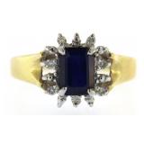 14kt Gold Natural 1.30 ct Sapphire & Diamond Ring