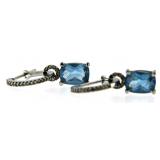 14kt Gold Radiant Blue Topaz & Diamond Earrings