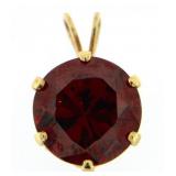 14kt Gold 3.00 ct Round Garnet Solitaire Pendant