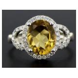 10kt Gold 3.60 ct Golden Citrine & Diamond Ring