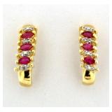 Genuine Pink Tourmaline & Diamond Earrings