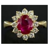 14kt Gold 2.33 ct Oval Ruby & Diamond Ring