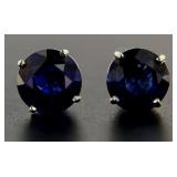 14kt Gold Round Natural 5.29 ct Sapphire Earrings