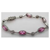 Elegant 14.50 ct Pink & White Sapphire Bracelet