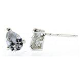 Pear Cut 2.00 ct White Topaz Solitaire Earrings