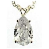 Crescent Pear Cut White Topaz Pendant