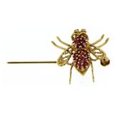 14kt Gold Vintage Ruby & Diamond Brooch