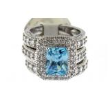 Elegant 4.25 ct Aquamarine 3 pc Bridal Set