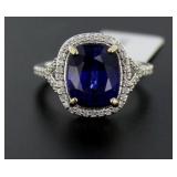 14kt Gold 5.99 ct Sapphire & Diamond Ring