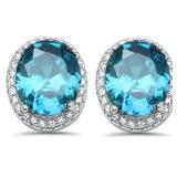 Oval 4.10 ct Aquamarine Designer Earrings