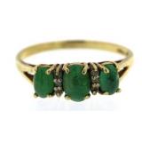 10kt Gold Vintage Emerald & Diamond Ring