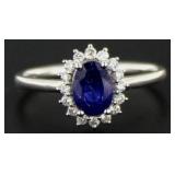 10kt Gold Genuine Sapphire & Diamond Ring