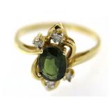 14kt Gold Oval Tourmaline & Diamond Ring