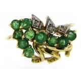 14kt Gold Vintage Genuine Emerald & Diamond Ring