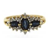 14kt Gold Natural Sapphire & Diamond Ring