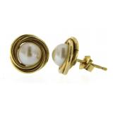 14kt Gold Pearl Designer Earrings