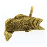 14kt Gold Bass Fishing Pendant