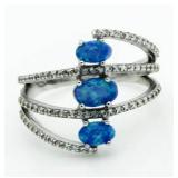 Tension Set Australian Blue Opal Designer Ring