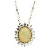 10kt Gold Cabechon Opal & Sapphire Pendant