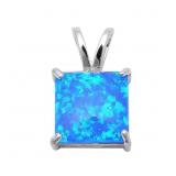 Australian Blue Opal Princess Cut Pendant