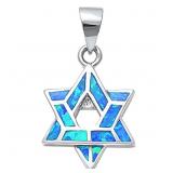 Blue Opal Star Of David Pendant