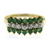 10kt Gold Natural Emerald & Diamond Ring