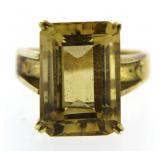 14kt Gold Emerald Cut 6.50 ct Citrine Solitaire