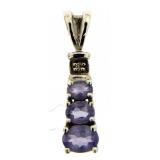 10kt Gold Genuine Tanzanite & Diamond Pendant