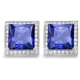 Princess Cut 6.00 ct Tanzanite Earrings